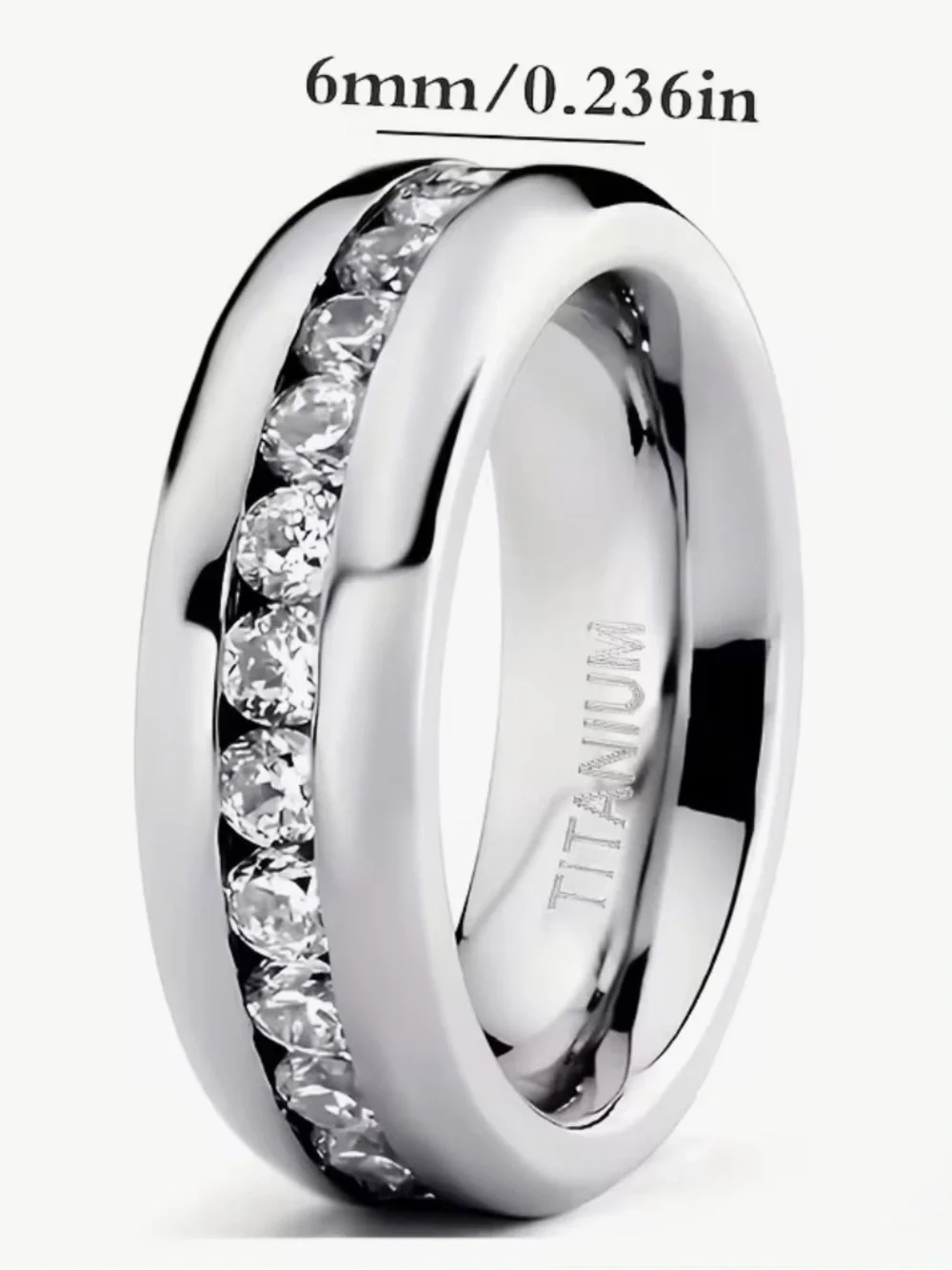 Titanium Steel Channel-Set CZ Eternity Ring - Silver